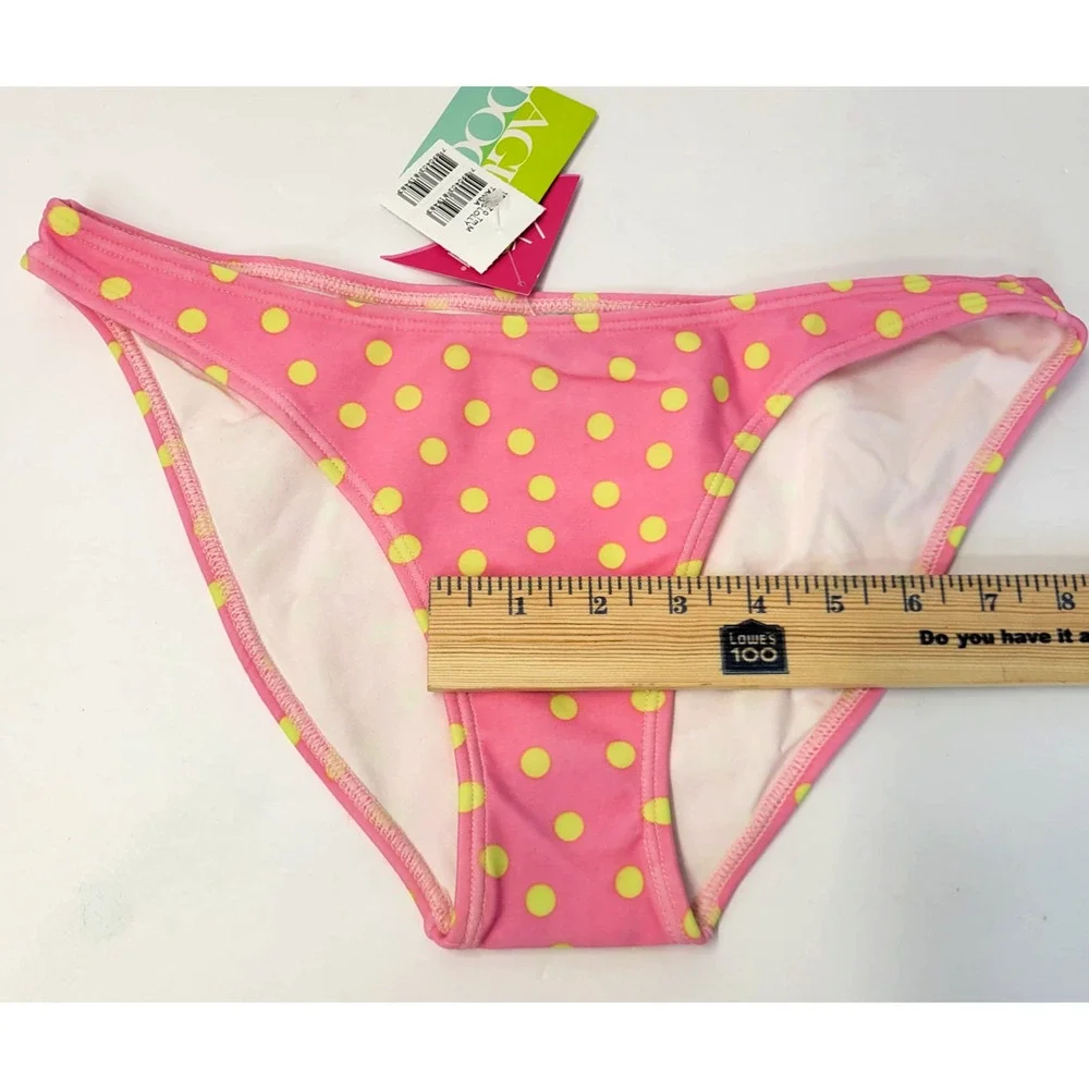 Pink Polka Dot Bikini Bottom Womens Medium Retro Beach‎ Babe Bright NEW